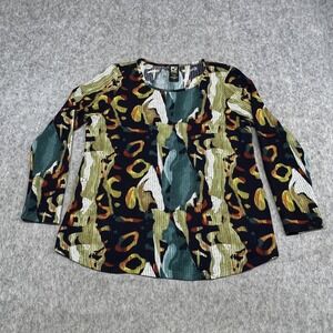 Pure Essence Shirt Womens‎ L Multicolor Animal Print Long Sleeve Knit Tunic Top